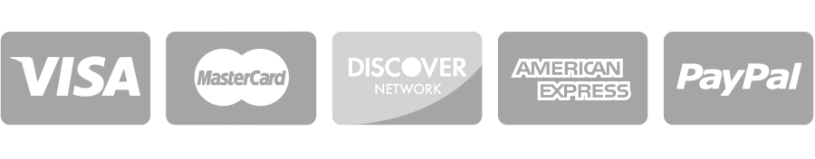 Visa, MasterCard, Discover, American Express and PayPal